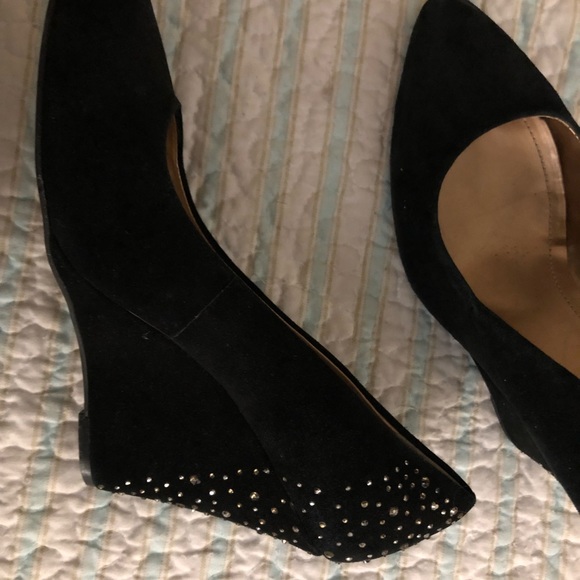Bcbg black suede wedges with sparkles on the heel - Picture 3 of 4